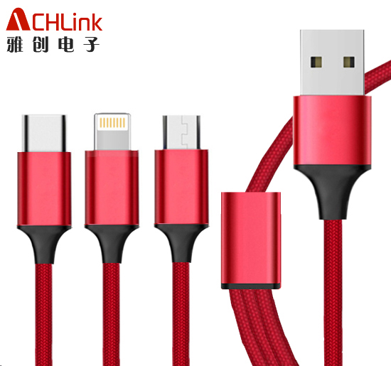 越南/國內(nèi)工廠一拖三type c 安卓蘋果lighting 充電線多頭手機充電數(shù)據(jù)線廠家